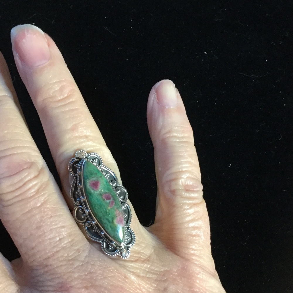 Genuine Ruby In Zoisite Silver Ring ! - image 2